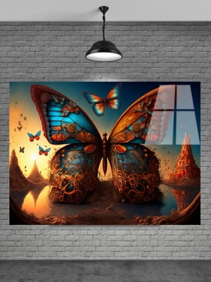 Beta Moda Hub 3D Kelebek Cam Tablo Ev Dekorasyon,balkon Dekorasyonu,dekoratif,duvar Tablo,mutfak Tablo