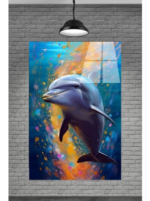 Beta Moda Hub Metacam 3D Yunus Balığı Cam Tablosu