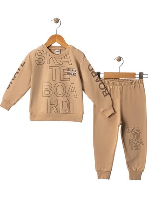 Celira Hkursat Wwc Bej Iki Ip Skate Board Nakışlı Erkek Bebek Takım