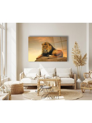 Beta Moda Hub Aslan Kral Cam Tablo, Modern Ev Salon Ofis Dekorasyonu Hediyelik Büyük Duvar Dekoru