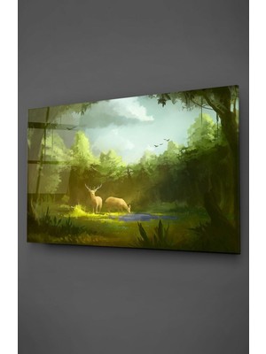 Beta Moda Hub Geyikler Cam Tablo