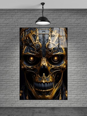 Beta Moda Hub Sarı Kuru Kafa Cam Tablo