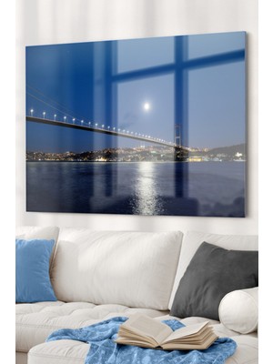 Beta Moda Hub Istanbul Boğazı | Şehir Temalı Temalı Modern Uv Dijital Baskı Dekoratif Cam Tablo | 50X70 cm