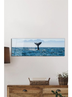 Beta Moda Hub Mavi Deniz Balina Manzara Panorama Cam Tablo, Darbelere Dayanıklı Kırılmaz Temperli
