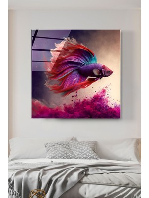 Beta Moda Hub Beta Balığı Cam Tablo, Dekoratif Cam Tablo