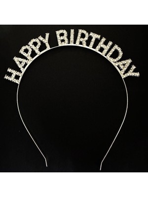 Skygo Gümüş Kristal Taşlı Happy Birthday Doğum Günü Tacı Ithal Ürün 17X16 cm