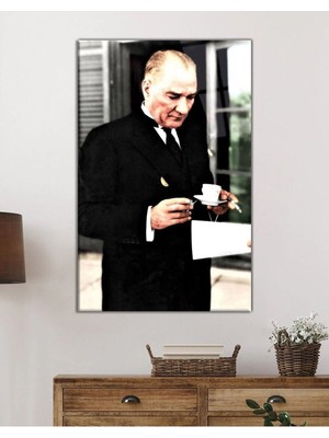 Beta Moda Hub Mustafa Kemal Atatürk Portresi Cam Tablo, Darbelere Dayanıklı Kırılmaz Temperli