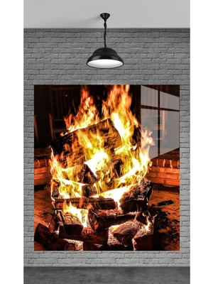 Beta Moda Hub Ateş Görseli Temperli Cam Üzerine Tablo Sevgilinize Yılbaşı