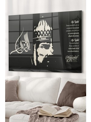 Beta Moda Hub Alp Arslan | Osmanlı Temalı Cam Tablo | Hediyelik, Dekoratif, Ofis, Mutfak