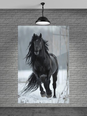 Beta Moda Hub Siyah At ve Cam Tablo Ev Dekorasyon,balkon Dekorasyonu,dekoratif,duvar Tablo,mutfak Tablo