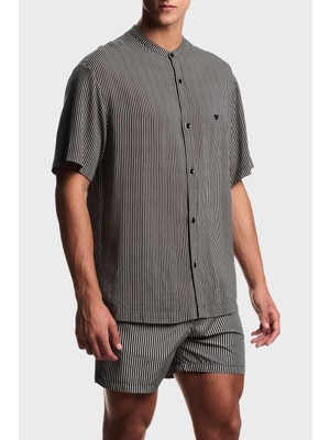 Emporio Armani Çizgili Regular Fit Kısa Kollu Gömlek Erkek Gömlek EM005144 AF20445 F1039
