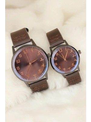 Indispensablely Kahverengi̇ Deri̇ Kordonlu Metal Kasa Sevgi̇li̇ Saatleri̇