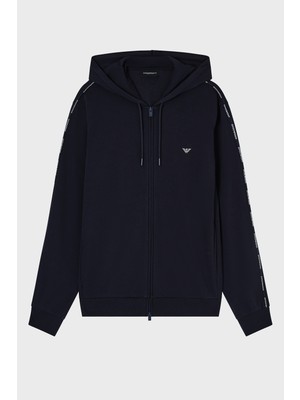 Emporio Armani Logolu Pamuklu Relaxed Fit Kapüşonlu Fermuarlı Sweat Erkek Sweat EM000653 AF18887 UB102