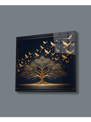 Beta Moda Hub Altın Göç Hayatın Kanatları Cam Tablo Hediyelik Büyük Tablo Ev Ofis Dekoru