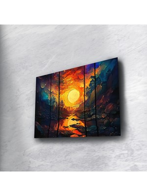 Beta Moda Hub Soyut Doğa Cam Duvar Dekoru , Modern Cam Tablo , Ev Dekoru , Ofis Duvar Tablosu , Asılmaya Hazır