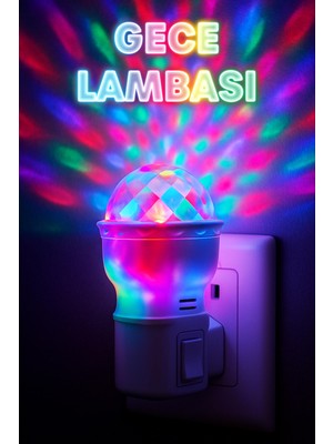 Alastor Rgb Hareketli Işık Gece Lambası Dome Tip On/off Tuşlu Koridor Uyuma Işığı Renkli Işık Beyaz ES621