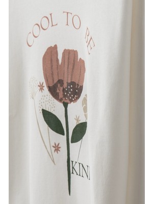 Panço Kız Çocuk Lale Desenli Bej Pijama Takımı
