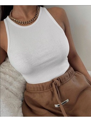 Tarz Cool Kadın Fitilli Görünümlü Kalın Askılı Basic Atlet