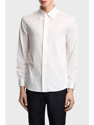 Emporio Armani Pamuklu Slim Fit Logolu Uzun Kollu Gömlek Erkek Gömlek EM004604 AF10017 U0003