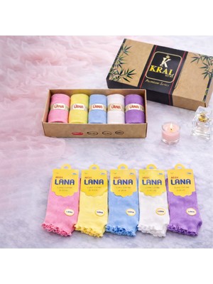 Kral Socks Kadın Çorap 5 Çift Özel Fırfırlı Bambu (Hediye Kutulu)
