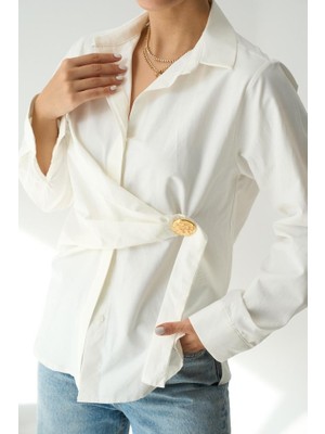 Indispensablely Bağlamalı Gömlek - Ekru