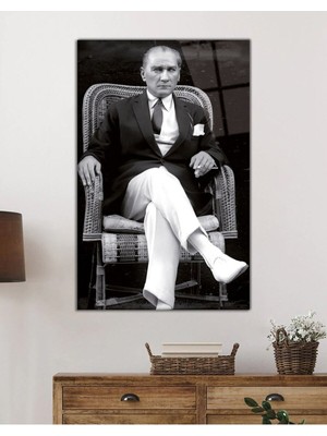 Beta Moda Hub Mustafa Kemal Atatürk Portresi Cam Tablo, Darbelere Dayanıklı Kırılmaz Temperli