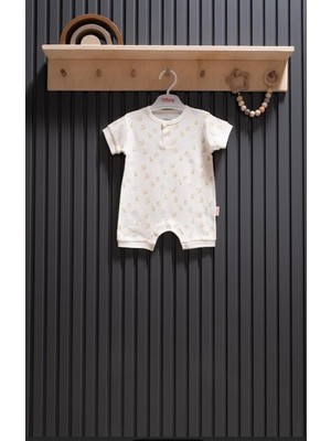 MiaBaby Pear Jakarlı Theme Y.kol Kısa Tulum 0-3/9-12 Ay