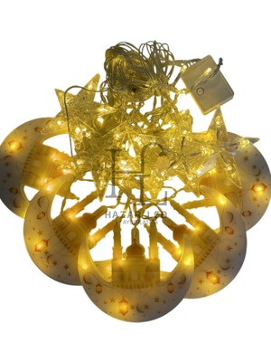 Hazar Led 3 Metre Hilal Camii ve Yıldız Saçak LED Gün Işığı IP44 Iç Mekan Eklenebilir Fonksiyonlu Ramazan Dekoratif LED Işık Ramazan Süsü