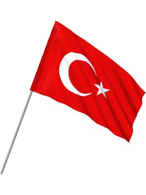 Bal10 Dünyası Büyük Boy Çıtalı Kumaş Ay Yıldız Baskılı Bayrak 10 Adet