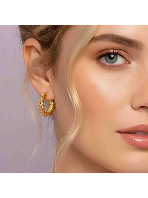 Bontexs Gold Renk Burgu Model Çelik Halka Küpe