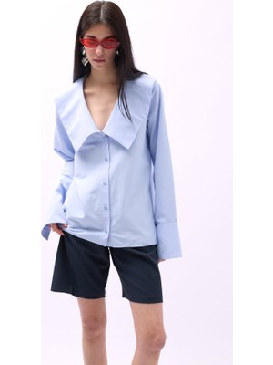 Indispensablely Geniş Yaka Volan Kol Gömlek