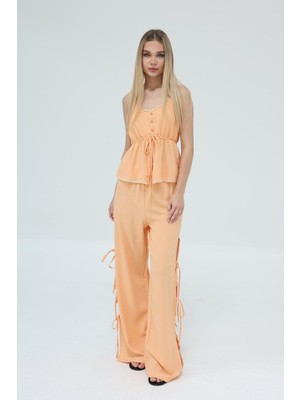 Indispensablely Fiyonklu Bluz Takım - Kavuniçi