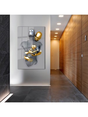 Beta Moda Hub Modern Heykel Aşkı Temperli Cam Tablo, Ev ve Ofis Duvar Dekoru Hediyelik Büyük Tablo Dayanıklı Cam