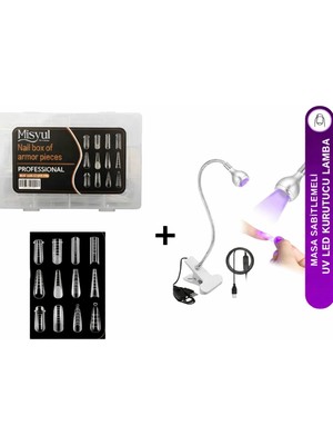 Fontenay Protez Tırnak Tips Üstform Jeltips 12 Farklı+Uv LED Kurutucu Lamba Masa Sabitlemeli Jeltips Kurutucu
