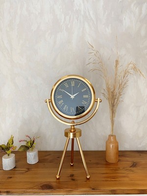 Sylar Gold Metal Mini Tripod Sade Masa Saati 45×26 cm