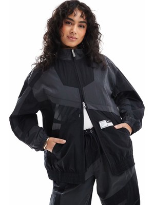 Nike Street Woven Full Zip Oversize Jacket Kadın Dokuma Oversize Spor Ceket Siyah