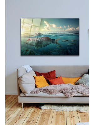 Beta Moda Hub Deniz Altındaki Balıklar Cam Tablo Duvar Dekarasyonu | Hediyelik, Dekoratif, Ofis, Mutfak