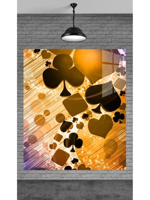 Beta Moda Hub Muhteşem Poker Kartları Temperli Cam Üzerine Tablo Sevgilinize Yılbaşı Hediye