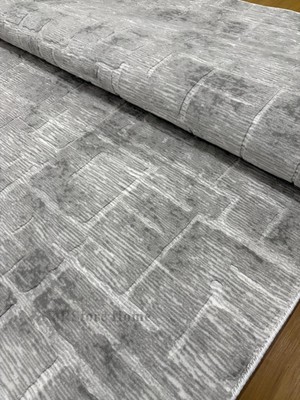 NarStore Home Aksu Stan Gri Kaymaz Tabanlı Kesme Kabartmalı Salon Koridor Mutfak Yıkanabilir Halı