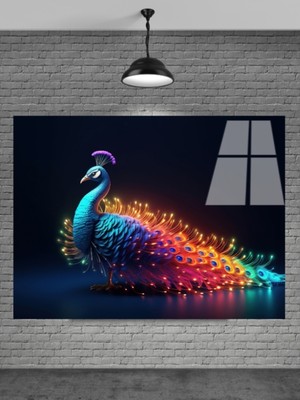 Beta Moda Hub 3D Tavus Kuşu Cam Tablo