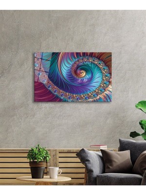 Beta Moda Hub Rengarenk Fraktal Sanatı Geometrik Soyut Cam Tablo, Darbelere Dayanıklı Kırılmaz Temperli