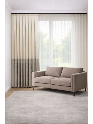 Perde Merkezi Mısır Krem Bej Gold Fon Perde Salon ve Misafir Odalarına Uygun 1/3 Sık Pileli Tek Kanat Lüks Modern Fon Perde