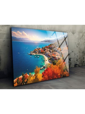Beta Moda Hub Manzara Cam Tablo, Kırılmaya Karşı Ultra Dayanıklı Temperli Cam Üzeri Profesyonel Baskı, Yatay Tablo