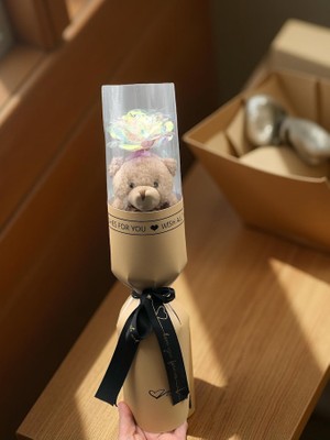 Masalsı Concept 14 Şubat Sevgiliye Özel Aşkın Sonsuz Simgesi Solmayan Gül ve Sevimli Ayıcık Mini Buketi Görseldeki Gibidir