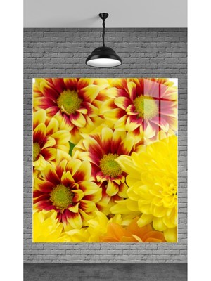 Beta Moda Hub Muhteşem Sarı Çiçekler Temperli Cam Üzerine Tablo Sevgilinize Yılbaşı Hediye