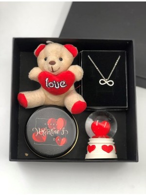 Masalsı Concept Kalbimde Sonsuza Kadar – Ayıcık, Sonsuzluk Kolye,küre,metal Boş Kutu ve Romantik Hediye Kutusu Görseldeki Gibidir