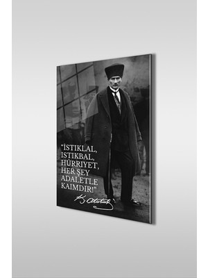 Beta Moda Hub Atatürk Özel Tasarım 4 Siyah Beyaz Dikey Cam Tablo