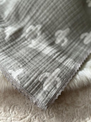 Gökçe Cotton Müslin Bebek Örtüsü Organik %100 Pamuk El Işlemesi Çift Kat