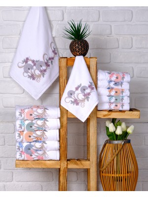 Hazangülü Collection Buldan Üretimi Çeyizlik Nakışlı Damla Kadife 6'lı Mutfak Havlusu I 30X50