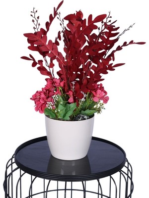 Yapay Çiçek Sitesi Yapay Okaliptus Bitkisi Bordo